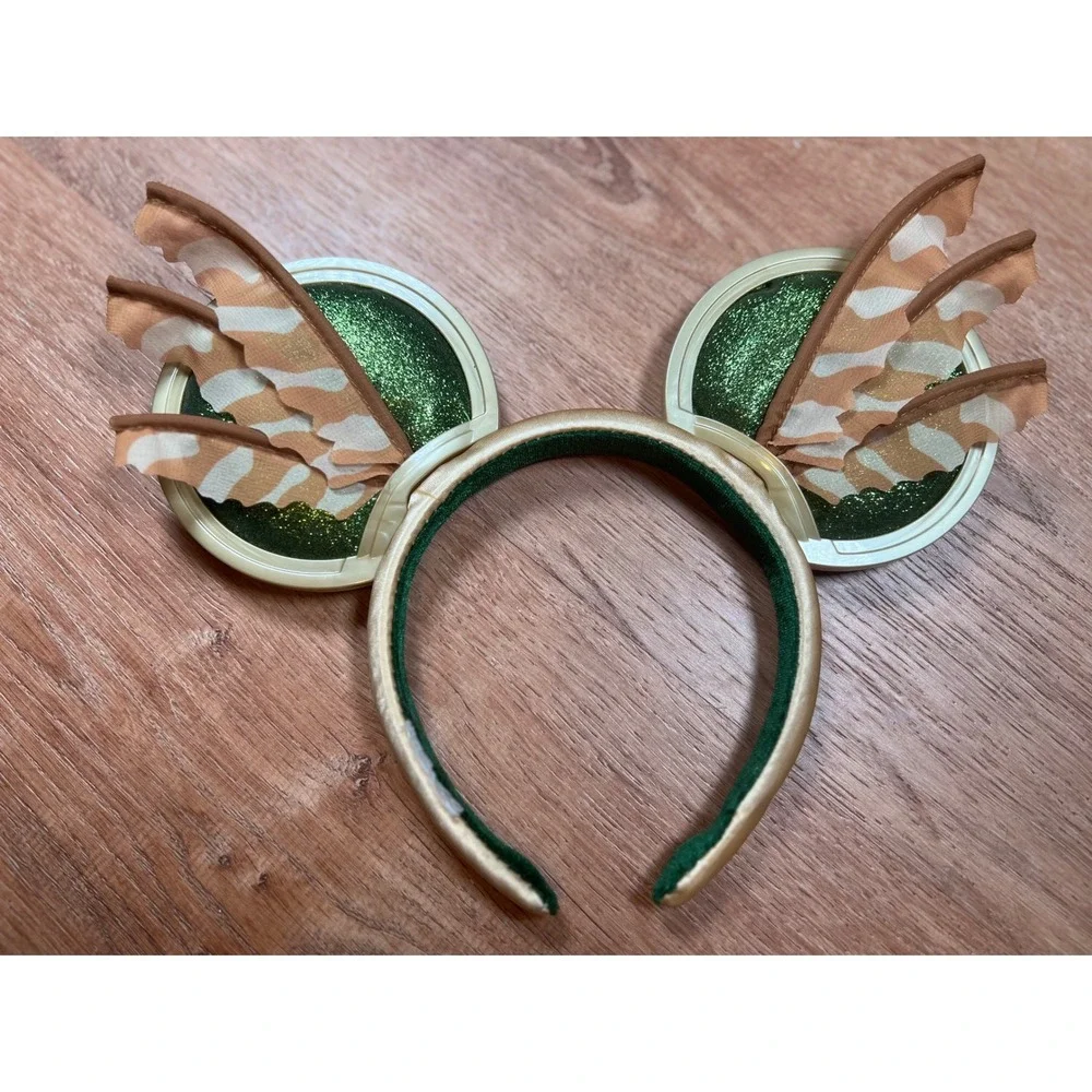Disney Black Panther Wakanda Forever Ears Headband Gold Green Beaded Excellent